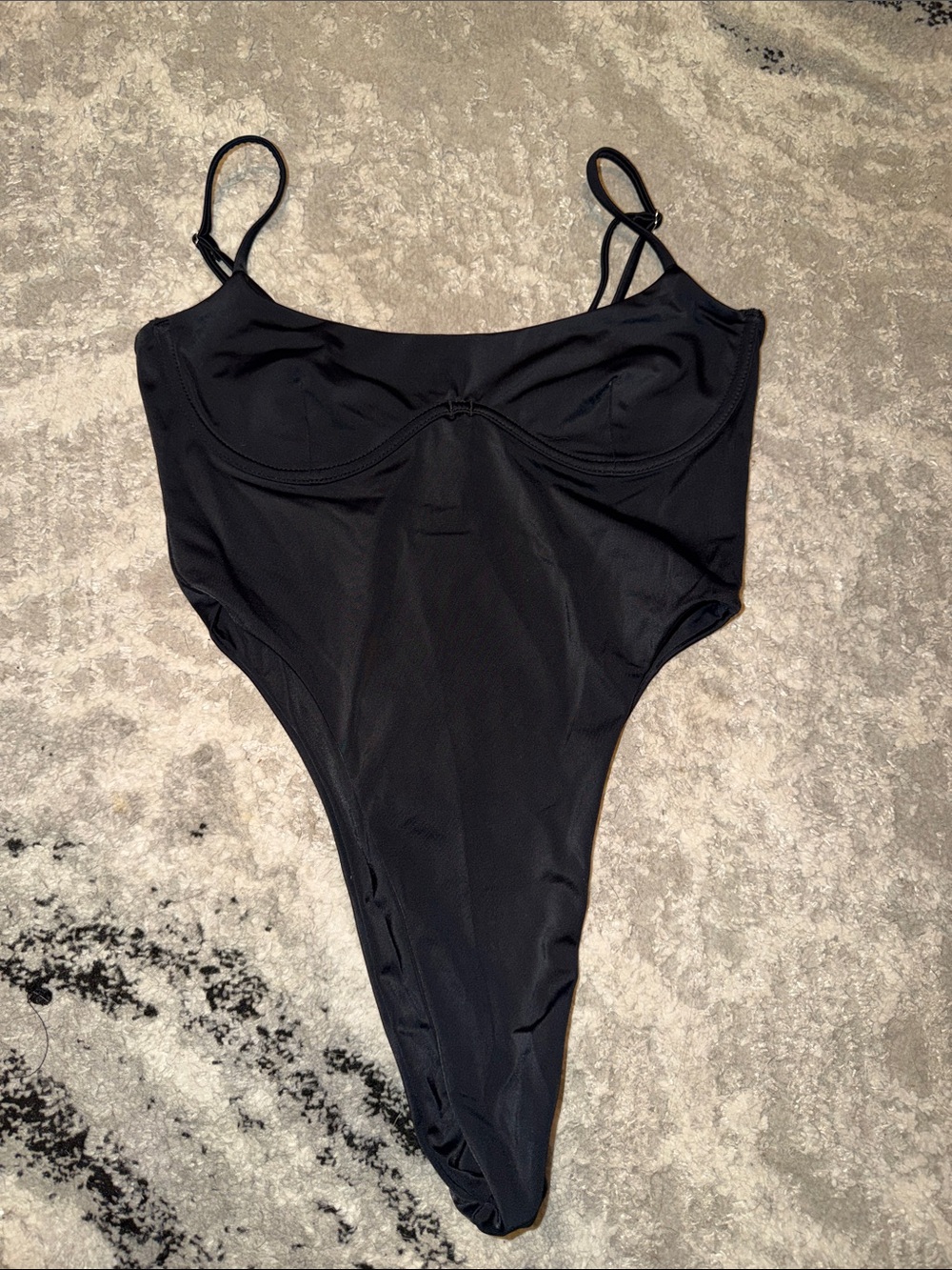 Classic Black Underwire One-Piece Swimsuit with Adjustable Straps